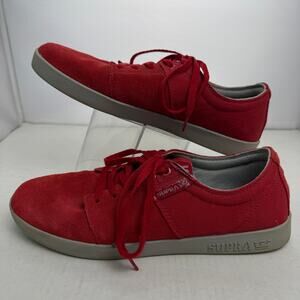 Supra Stacks II Low Top Skate Shoes Red Suede Canvas Size 11.5 Streetwear